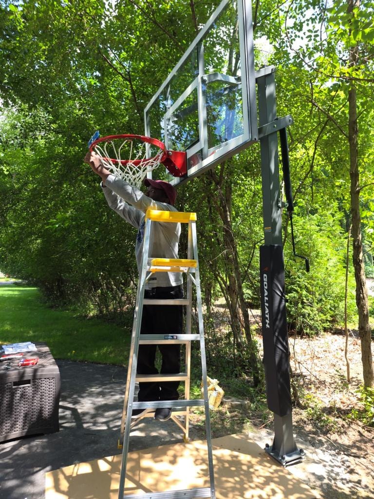 Finished basketball hoop installation